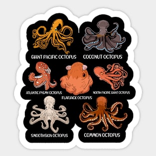 Octopus Species Kids Unterwater Kraken Squid Octopus Sticker